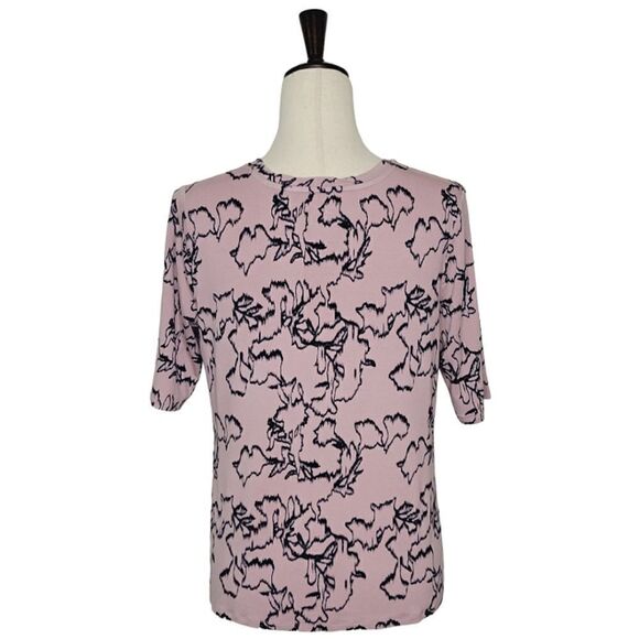 Nine West Mauve Soft Spun Crewneck Elbow Sleeve Stretch Blouse Size M - Picture 4 of 6